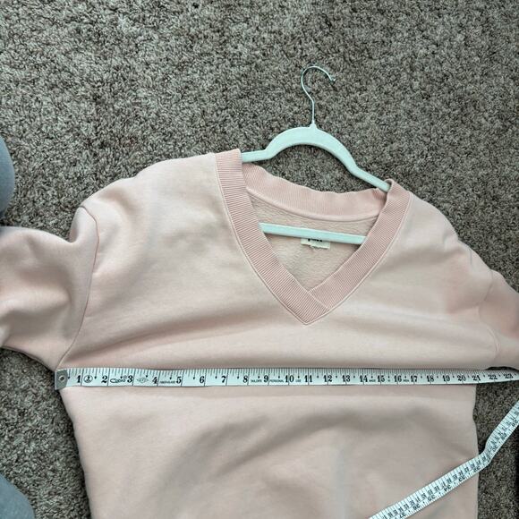 Pact V-Neck Courtside Sweatshirt Sz Medium Pink Organic Cotton Sustainable - Picture 7 of 8